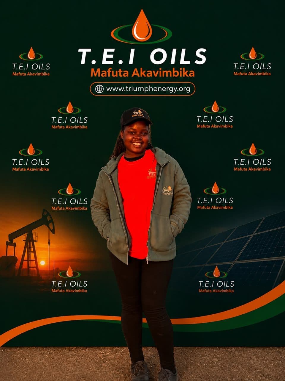 Smiling T.E.I Oils team member in branded workwear