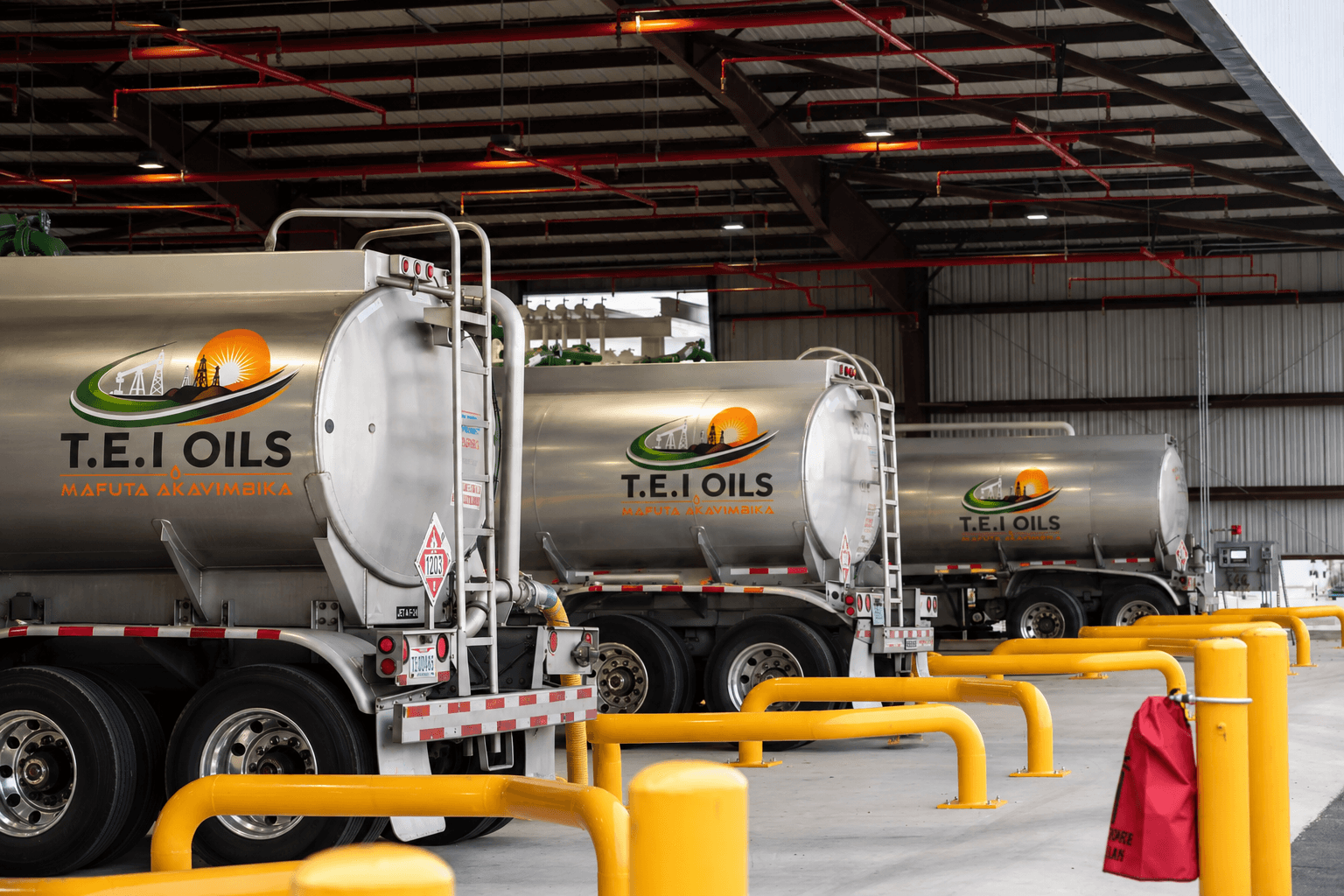 T.E.I Oils tanker trucks at the loading depot